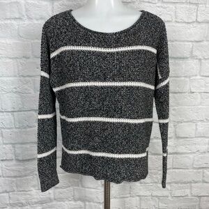 Hollister Gray & White Striped Pullover Sweater Small